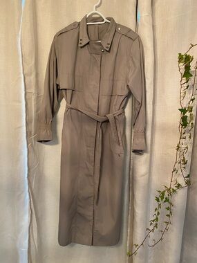 Vintage Long Trench Coat with Belt